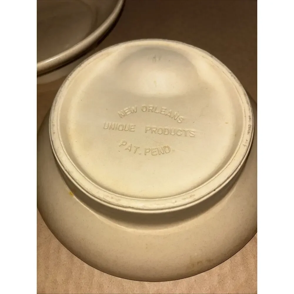 Antique Stoneware Indented Spoon Bowls 2 Pieces New Orleans Unique Products 7.5